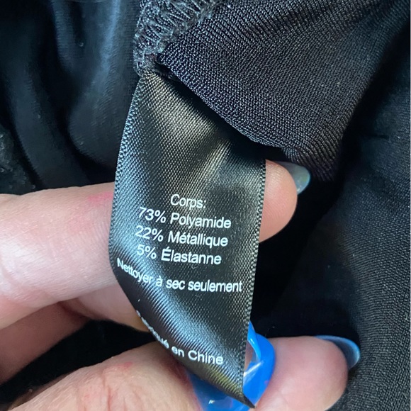 Astr Black Sparkle Long Sleeve V-Neck Bodysuit SzM - Picture 4 of 6